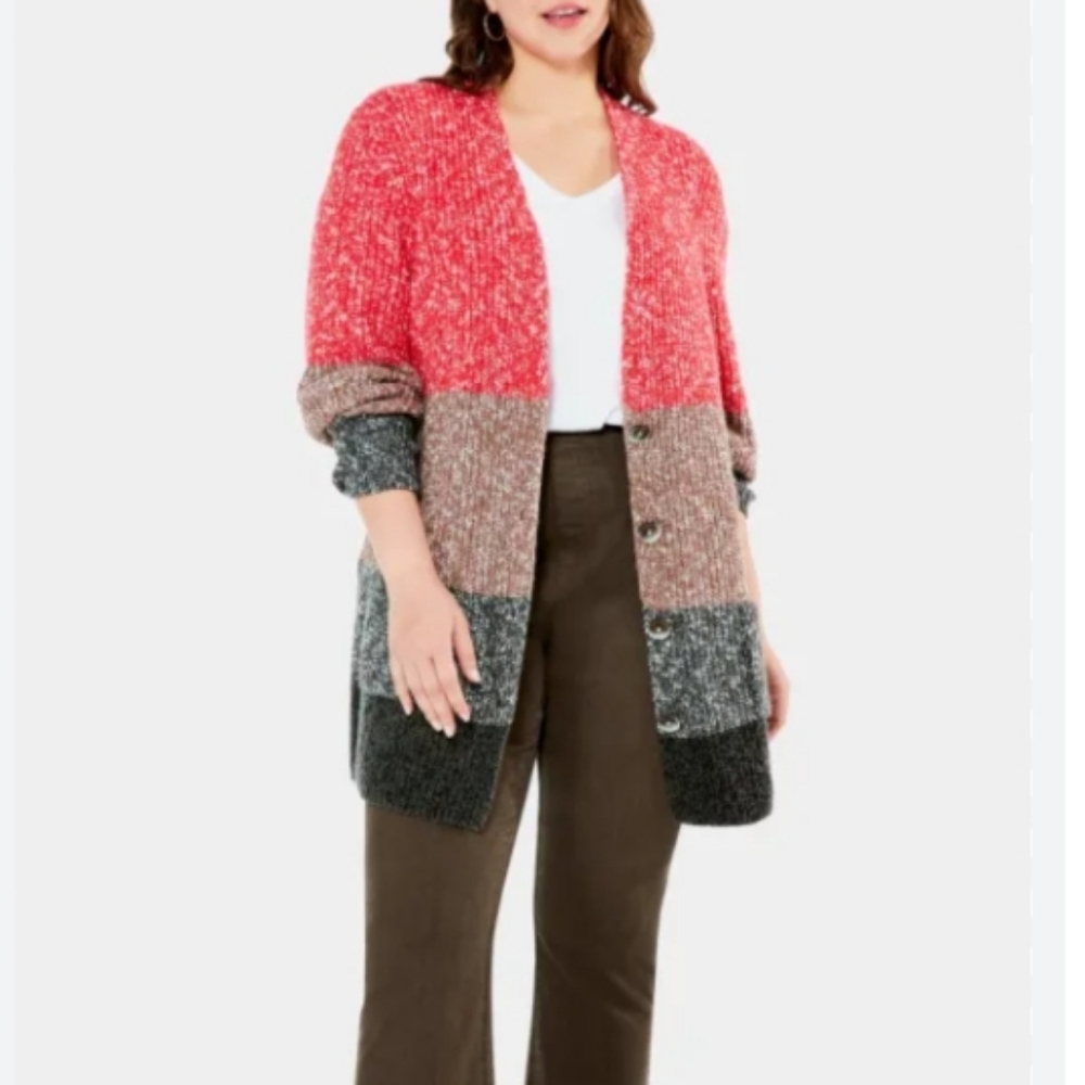 NIC+ZOE‎ Colorblock Button Front Cardigan
